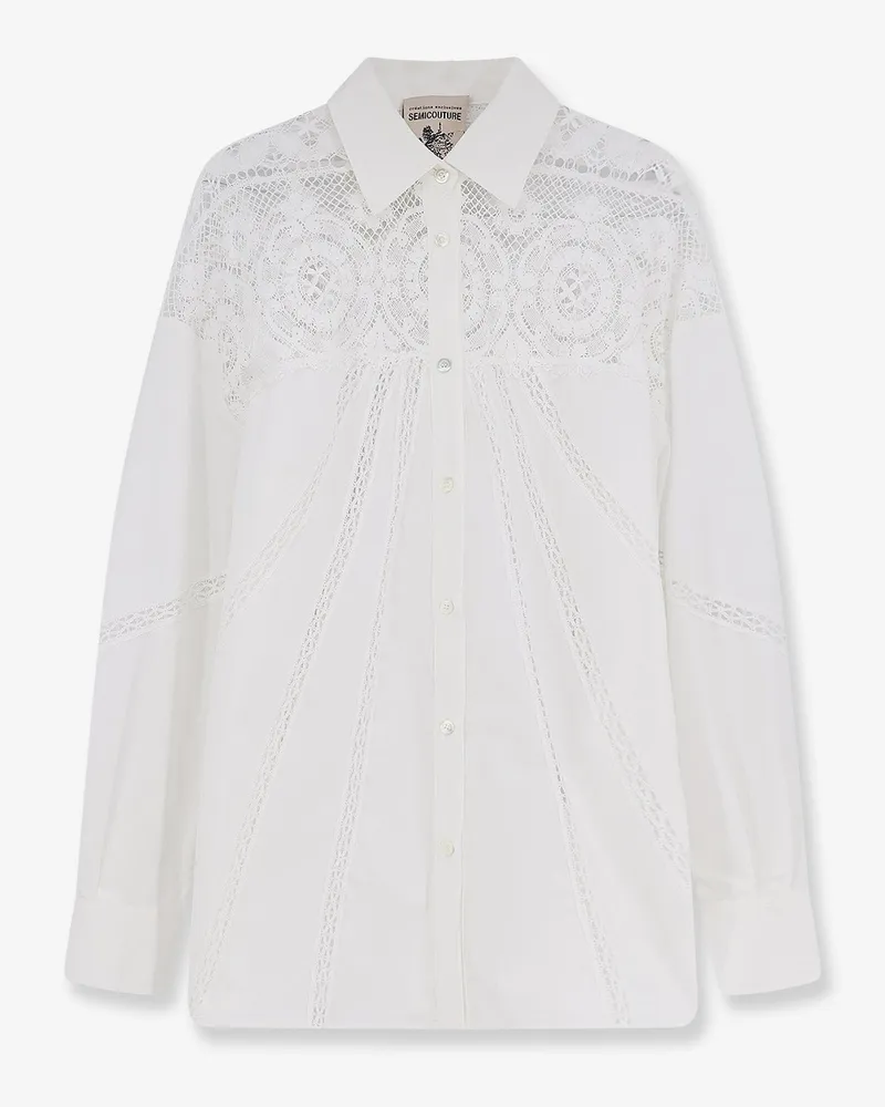 Semicouture Cotton shirt with lace inserts -  - gender_Woman White