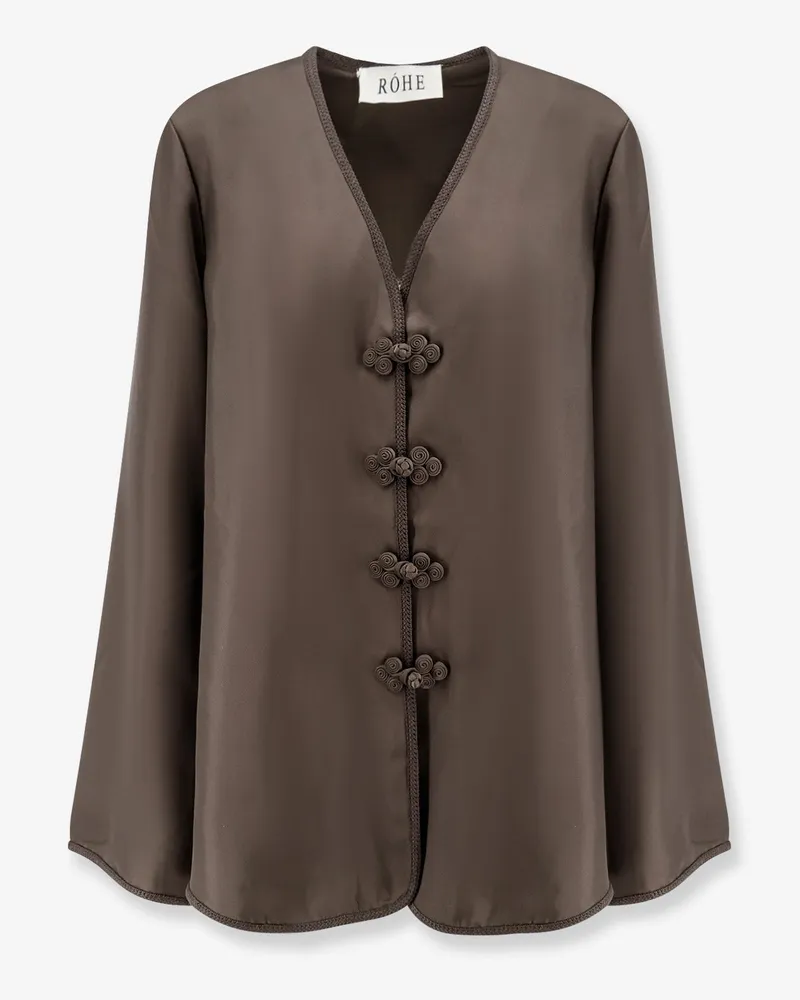 Róhe Mandarin Closure Silk Top -  - gender_Woman Brown