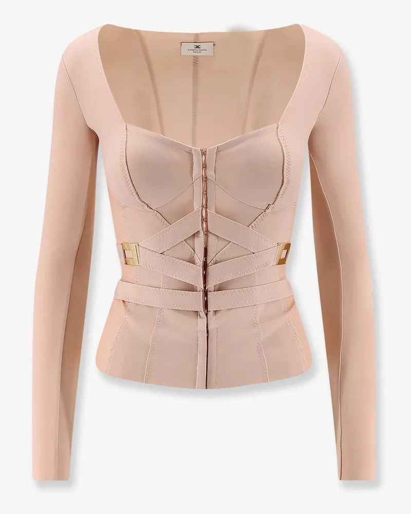 Elisabetta Franchi Stretch fabric top with metal details -  - gender_Woman Pink