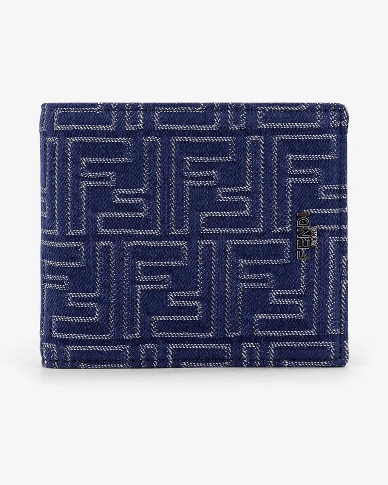 Fendi Denim-effect FF Jacquard bi-fold wallet -  - gender_Man Blue