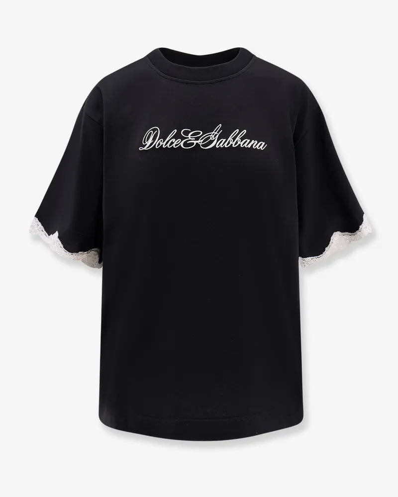 Dolce & Gabbana Cotton t-shirt with lace details -  - gender_Woman Black