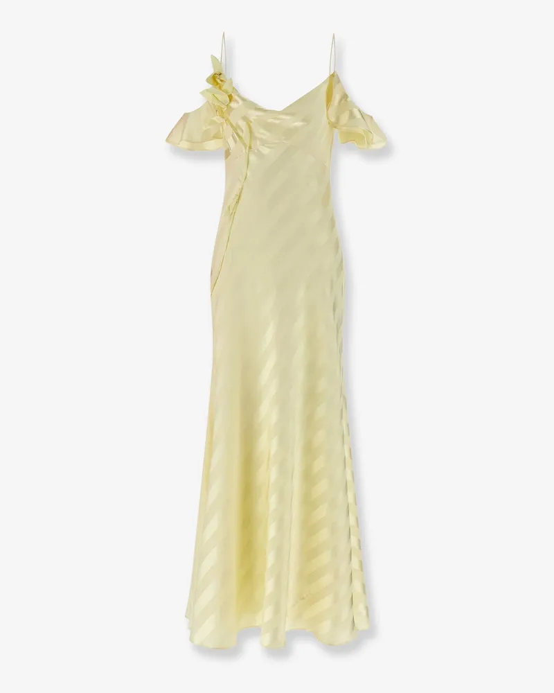 Self-Portrait Striped satin long dress -  - gender_Woman Yellow