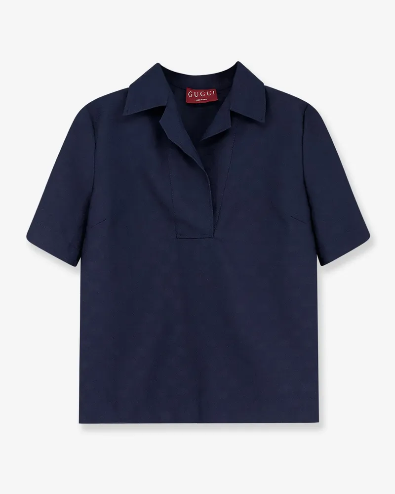Gucci Fabric polo shirt with GG pattern -  - gender_Woman Blue