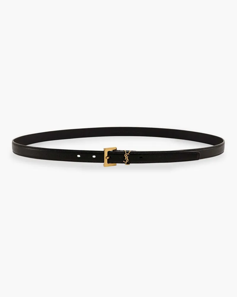 Saint Laurent Cassandre leather belt -  - gender_Woman Black