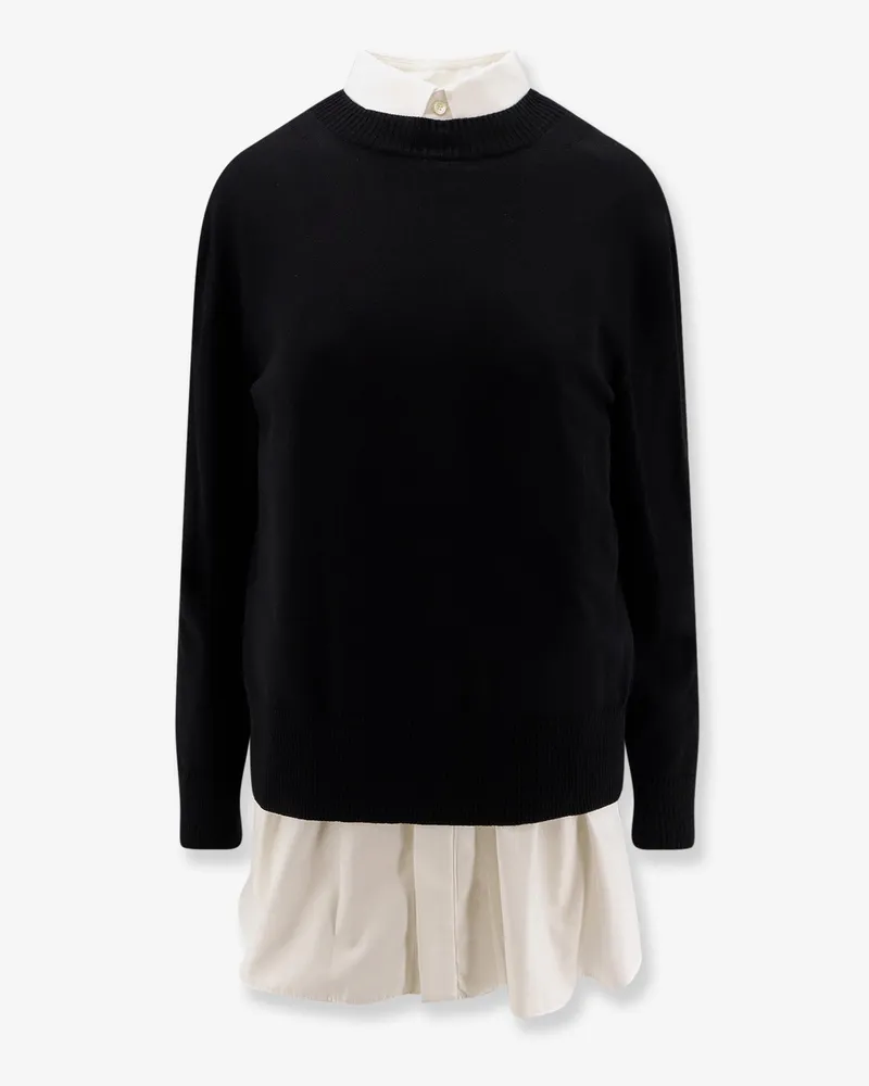 Sacai Cotton popeline and knit short dress -  - gender_Woman Black