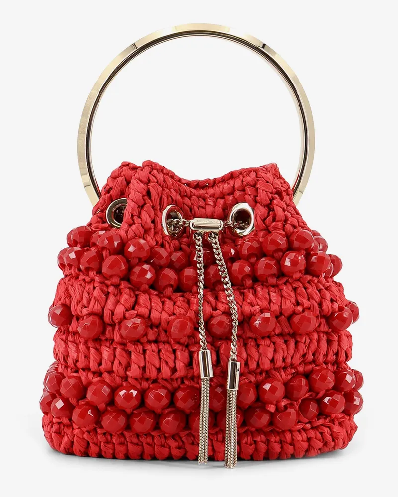 Jimmy Choo Bon Bon raffia bucket bag -  - gender_Woman Red