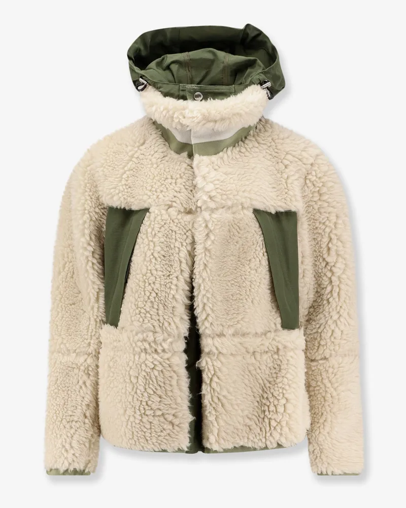 Sacai Eco shearling and nylon jacket -  - gender_Woman Green