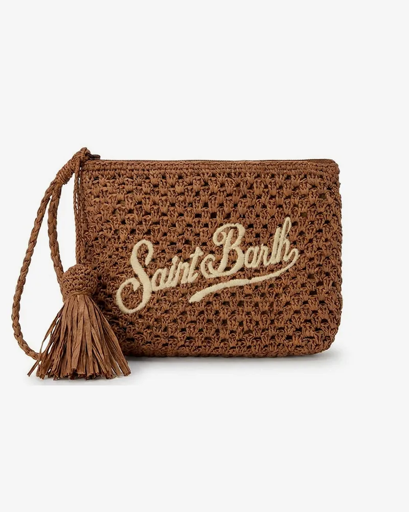 MC2 Saint Barth Woven raffia clutch with embroidered logo -  - gender_Woman Brown