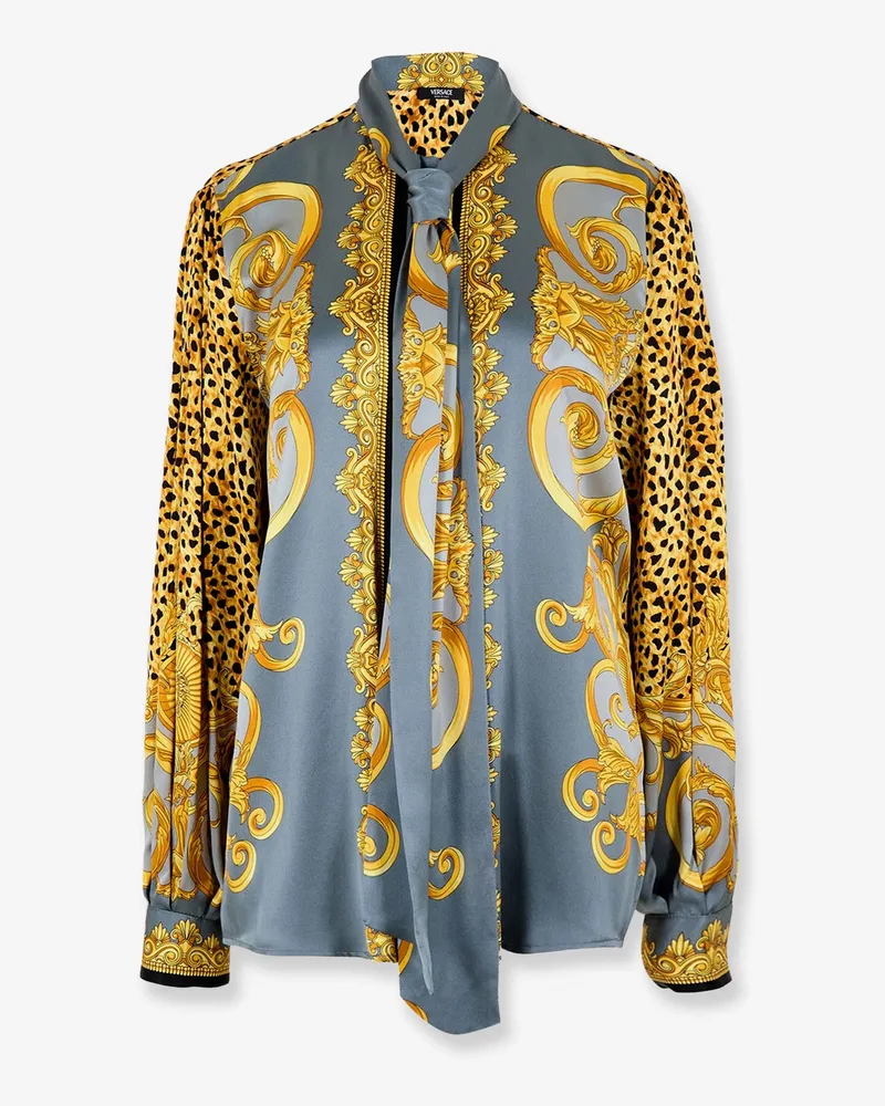 Versace Cheetah Foulard Lavallière silk shirt -  - gender_Woman Multicolor