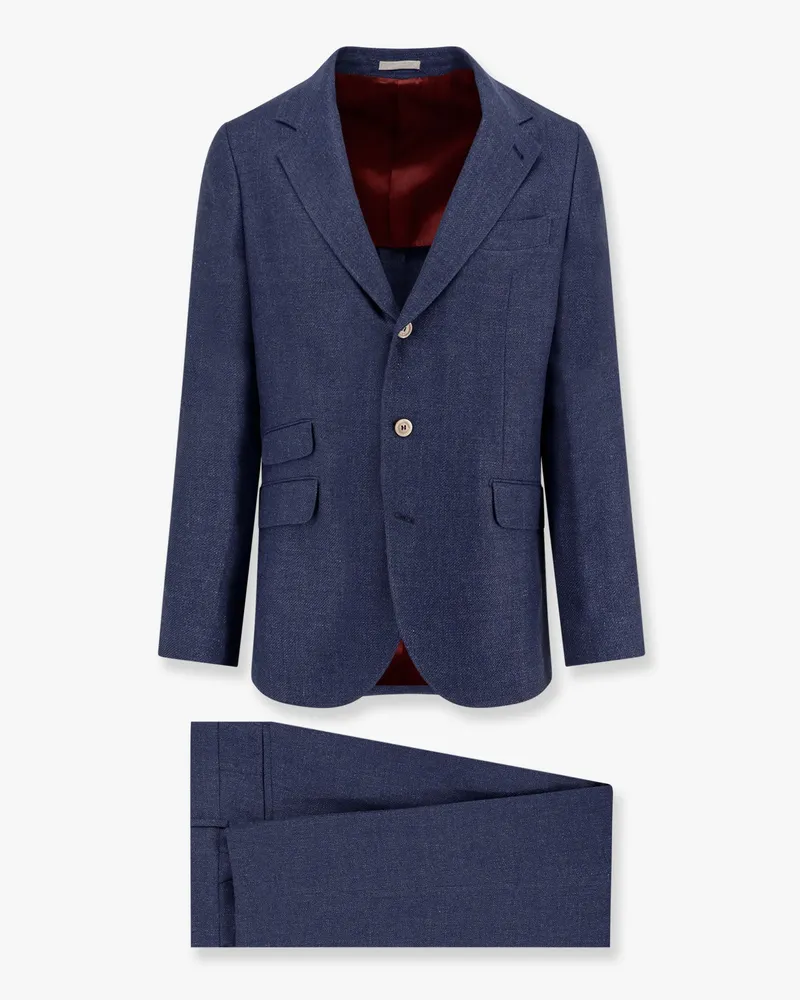 Brunello Cucinelli Linen, wool and silk suit -  - gender_Man Blue