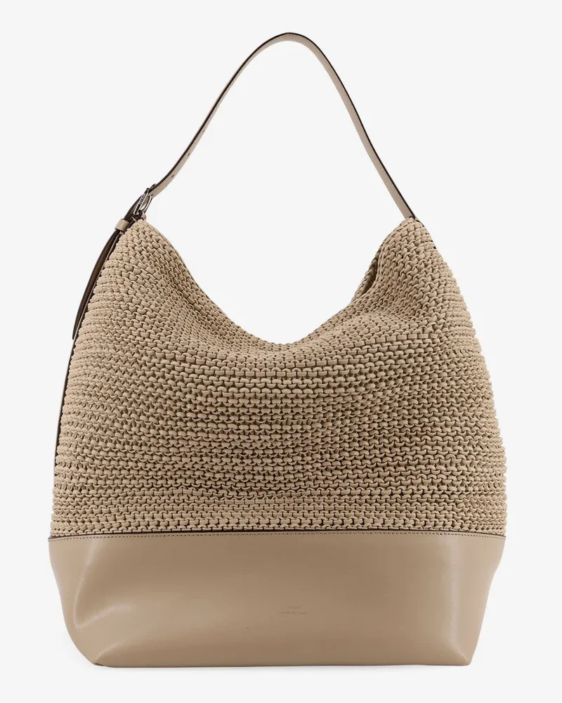 Totême Leather shoulder bag with woven pattern -  - gender_Woman Beige