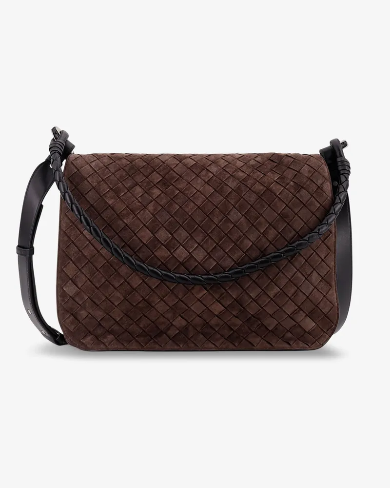 Bottega Veneta Intrecciato suede shoulder bag -  - gender_Man Brown