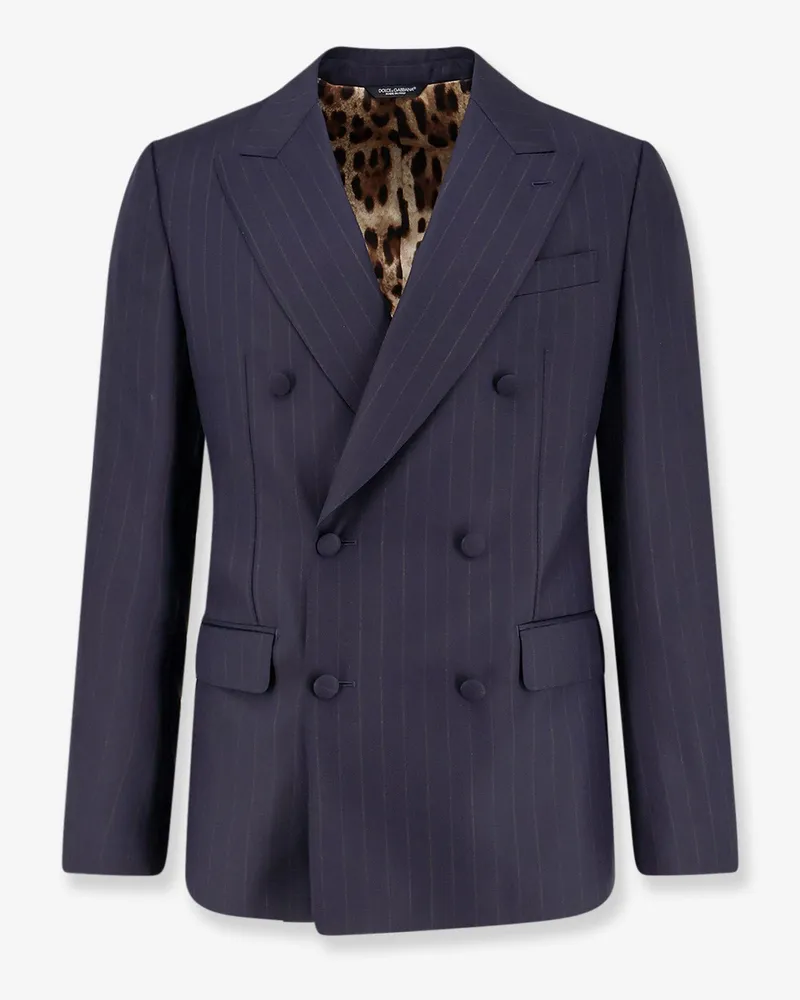 Dolce & Gabbana Sicilia virgin wool blazer with pinstripe motif -  - gender_Man Blue