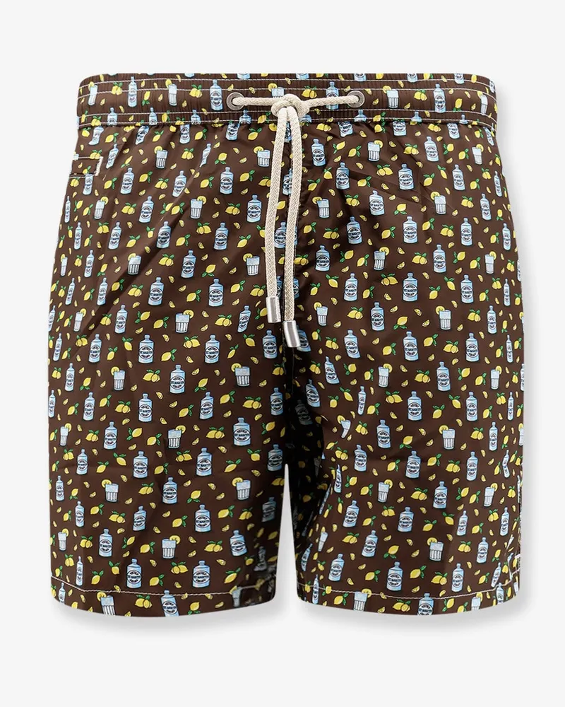 MC2 Saint Barth Nylon swim shorts with all-over micro pattern -  - gender_Man Brown