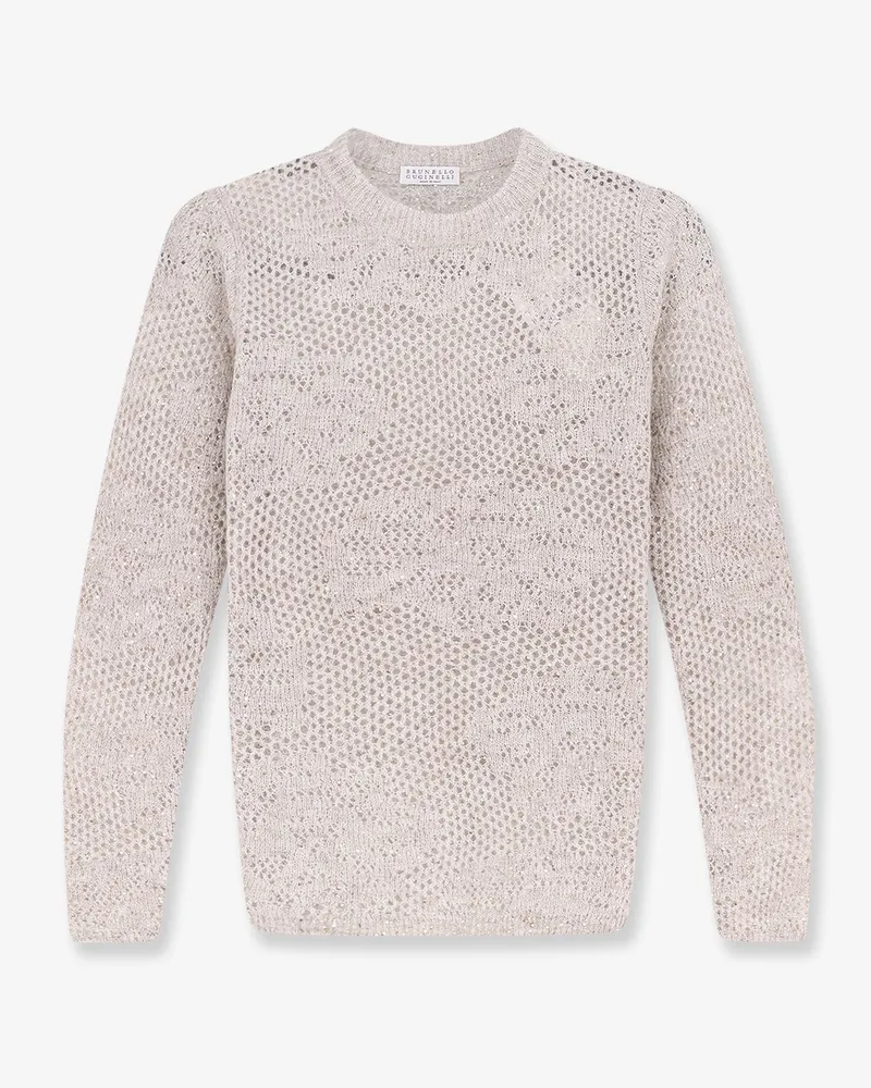 Brunello Cucinelli Mohair and virgin wool blend sweater with all-over Dazzling detail -  - gender_Woman Grey