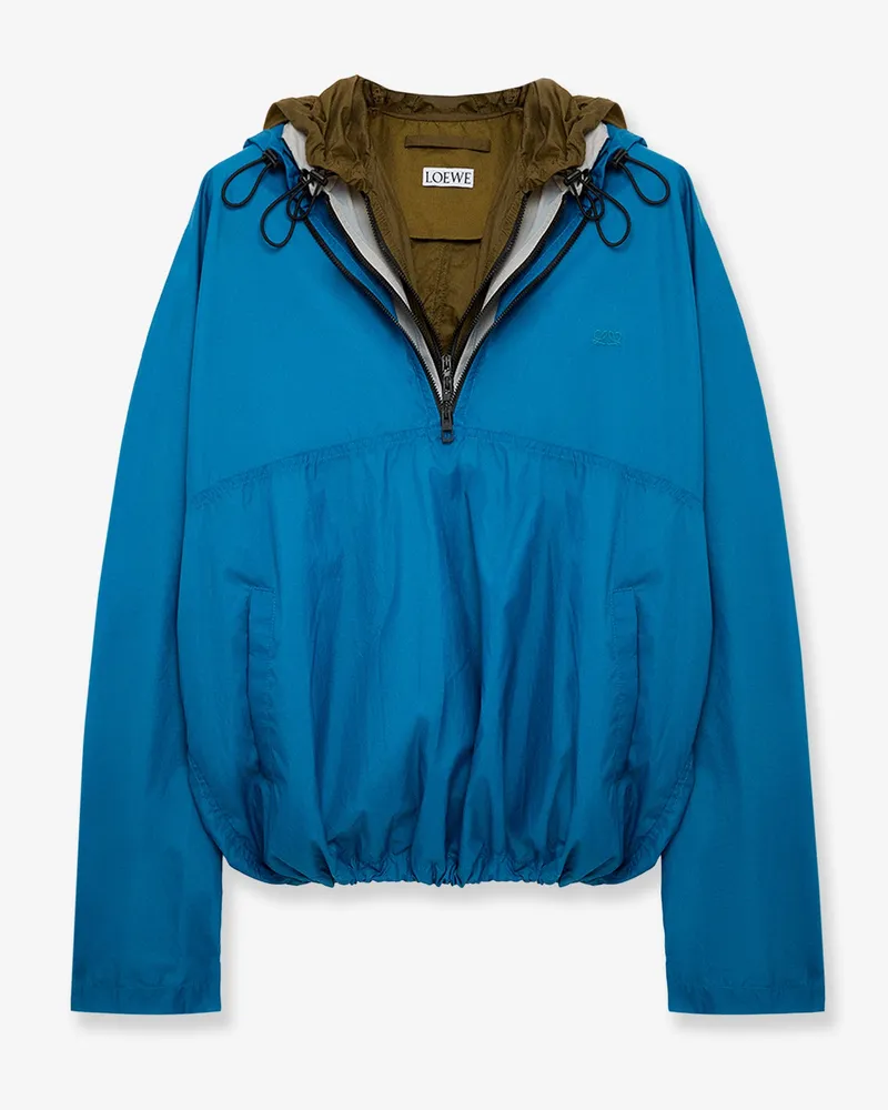Loewe Anorak technical fabric windbreaker with embroidered Anagram logo -  - gender_Man Blue