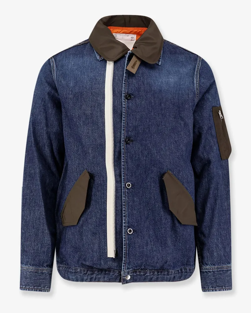 Sacai Denim Jacket with nylon inserts -  - gender_Man Blue