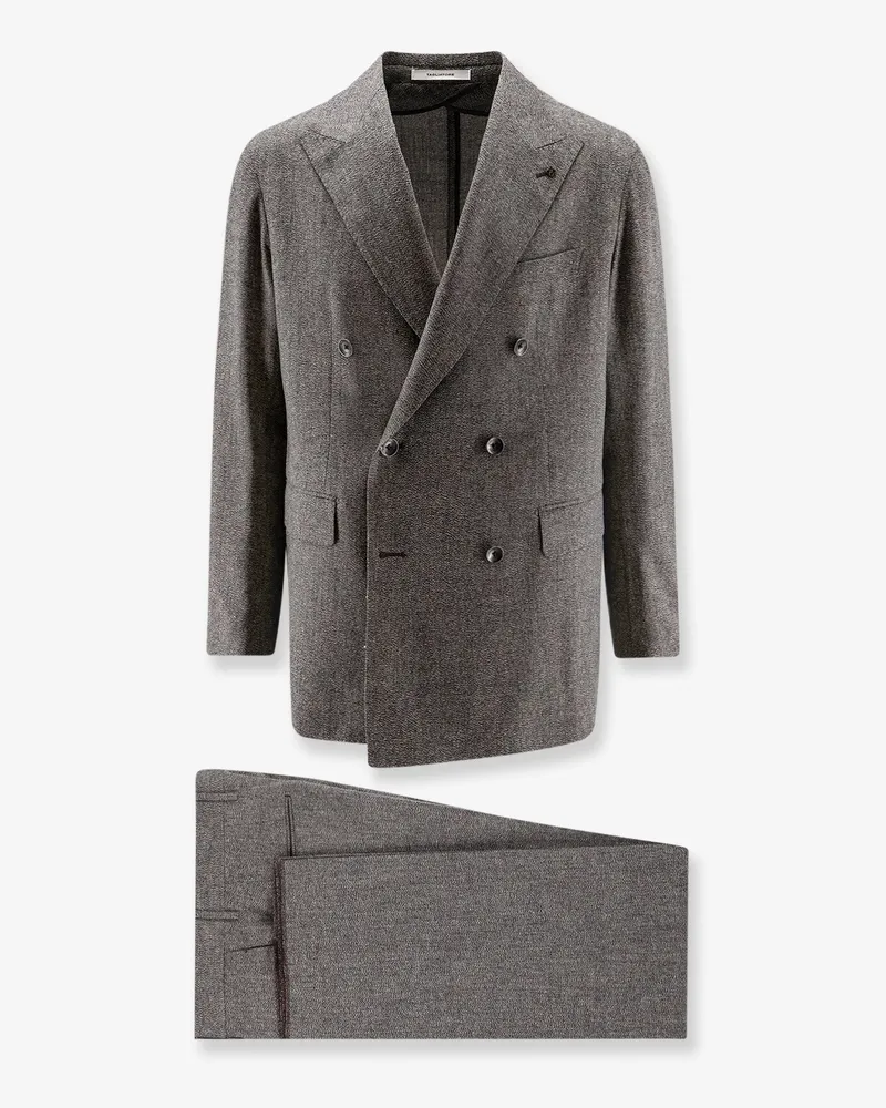 Tagliatore Double-breasted stretch melange virgin wool suit -  - gender_Man Brown