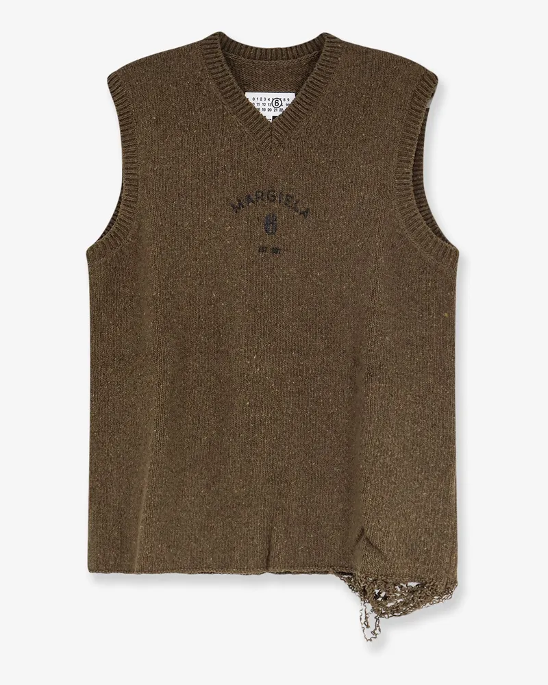 Maison Margiela Wool blend vest with used effect -  - gender_Man Green