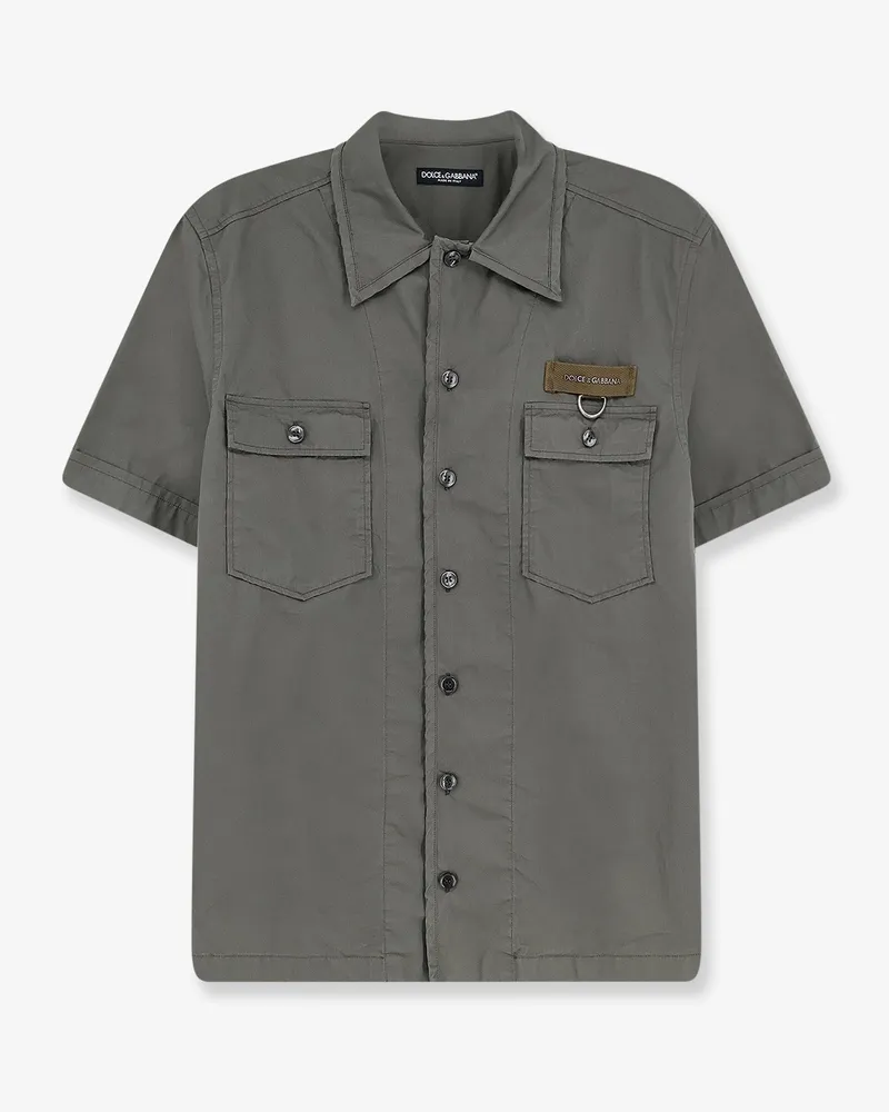 Dolce & Gabbana Cotton shirt with Logo patch -  - gender_Man Green