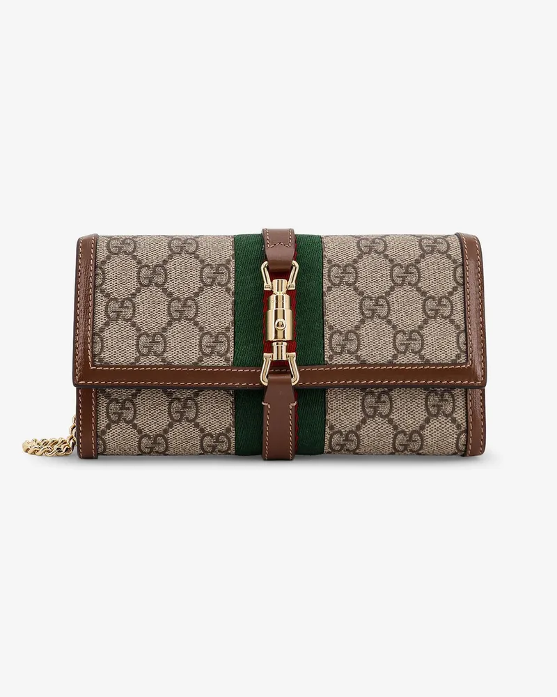 Gucci Jackie 1961 GG Supreme fabric and leather wallet with shoulder strap -  - gender_Woman Brown