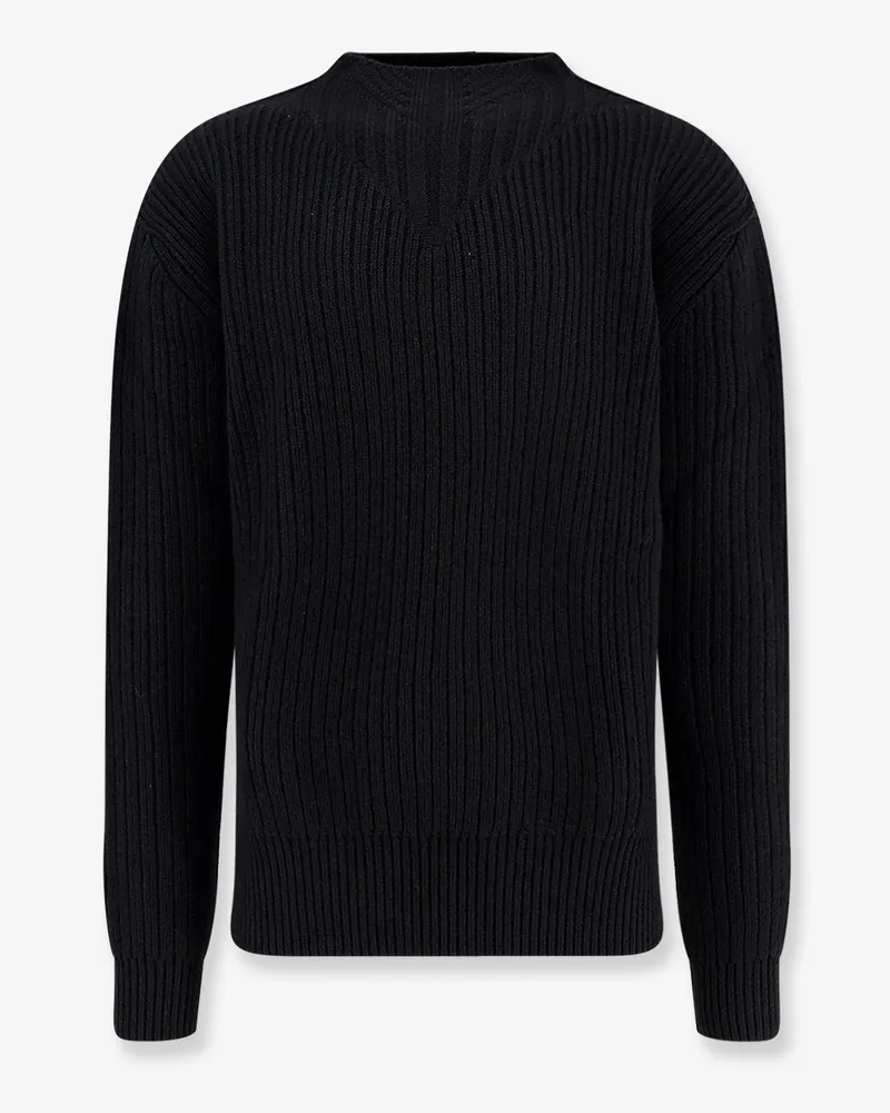 Rick Owens Fisherman Round Neck virgin wool sweater -  - gender_Man Black