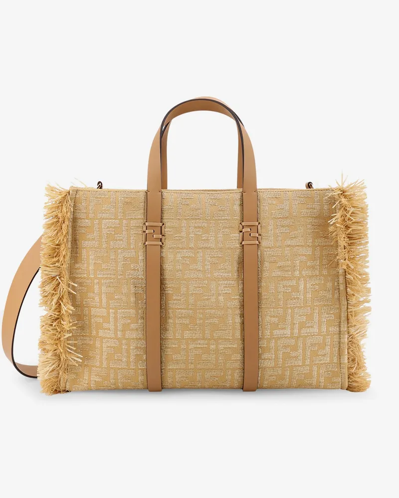 Fendi Summer Tote rafia shoulder bag with all-over FF logo -  - gender_Woman Beige