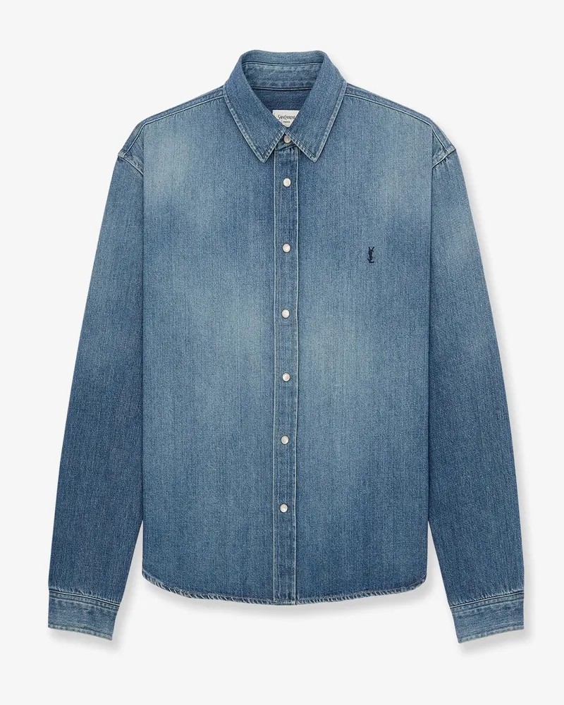Saint Laurent Cassandre Horizon Blue Denim Shirt -  - gender_Man Blue