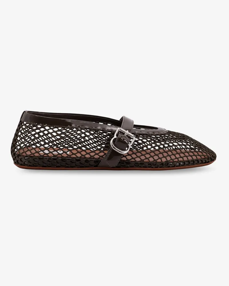 Alaïa Ballet Flats mesh ballerinas with patent leather profiles -  - gender_Woman Green