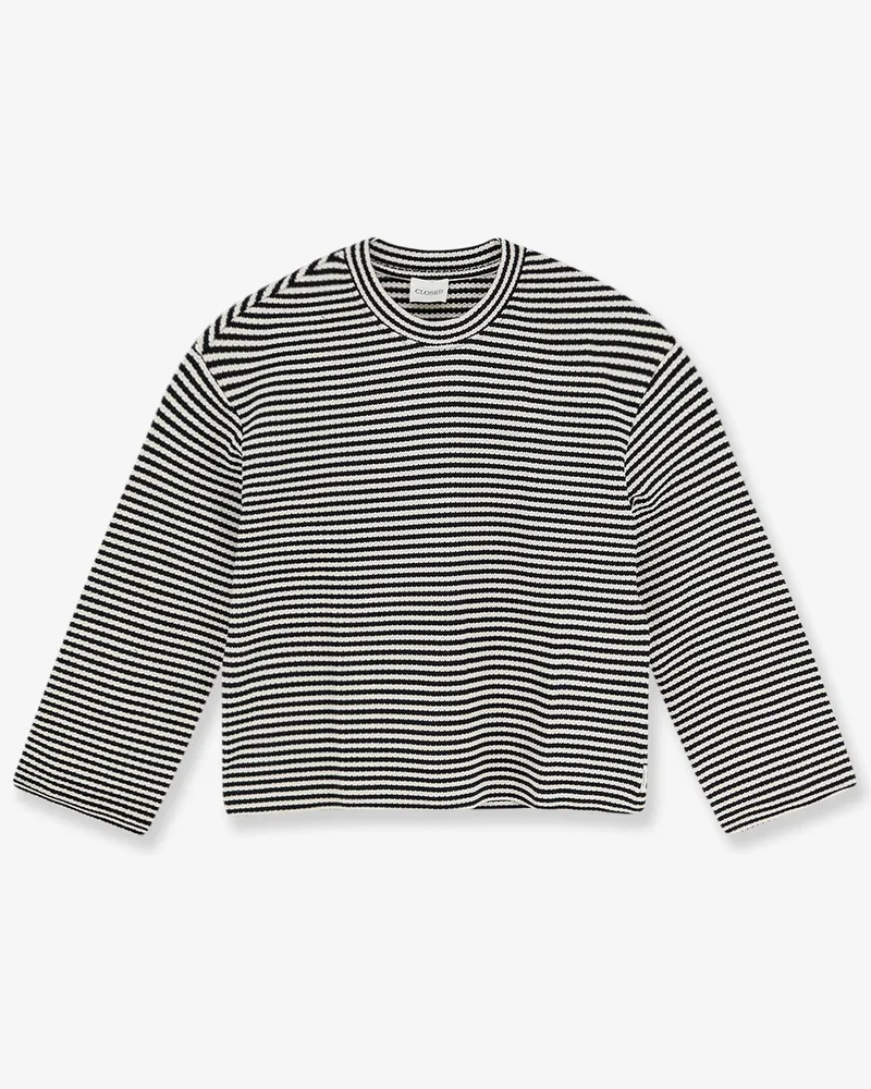 Closed Striped cotton sweater -  - gender_Woman Black