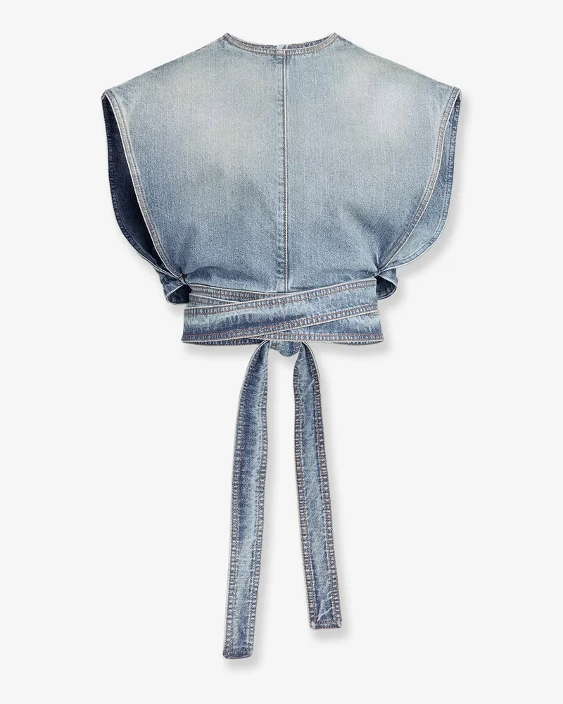 Alaïa Belted denim top -  - gender_Woman Blue