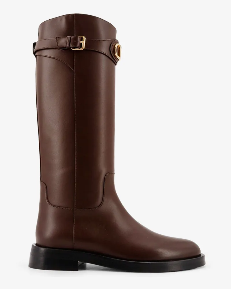Valentino Garavani Vlogo Signature leather boots -  - gender_Woman Brown