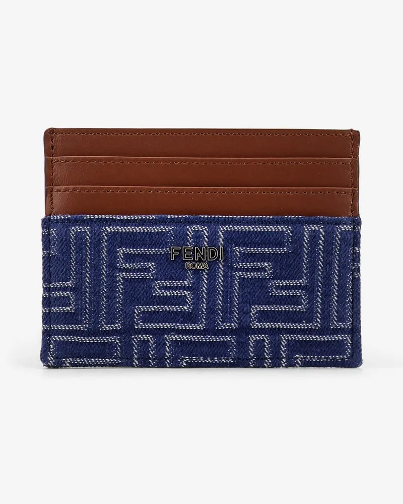 Fendi Jacquard FF fabric cardholder with denim effect -  - gender_Man Blue