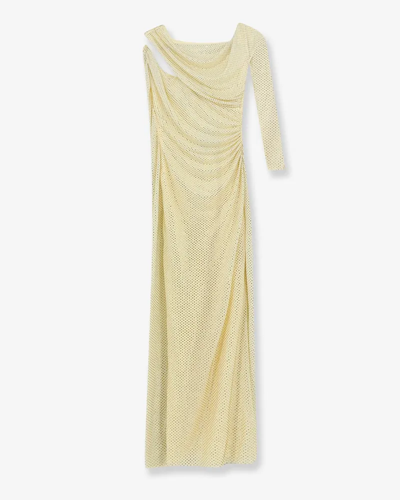 Self-Portrait Midi Dress with rhinestones -  - gender_Woman Yellow