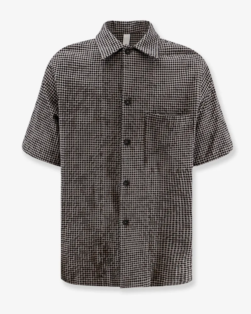 Hevò Cotton blend shirt with checked pattern -  - gender_Man Black