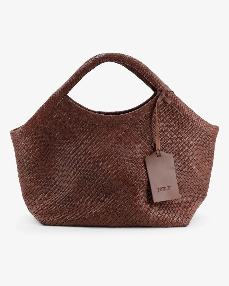IBELIV Pure Large vegetable-tanned leather handbag with a woven pattern -  - gender_Woman Brown