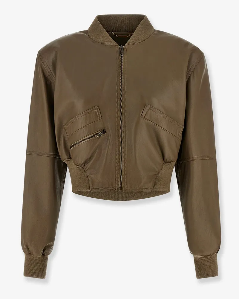 Chloé Crop Fit leather jacket -  - gender_Woman Beige