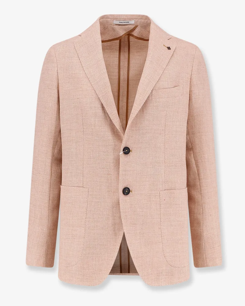 Tagliatore Single-breasted linen and virgin wool blazer -  - gender_Man Orange