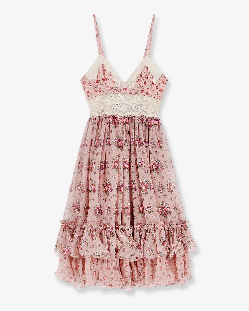 Dolce & Gabbana Chiffon dress with a Mazzolini di fiori print -  - gender_Woman Pink