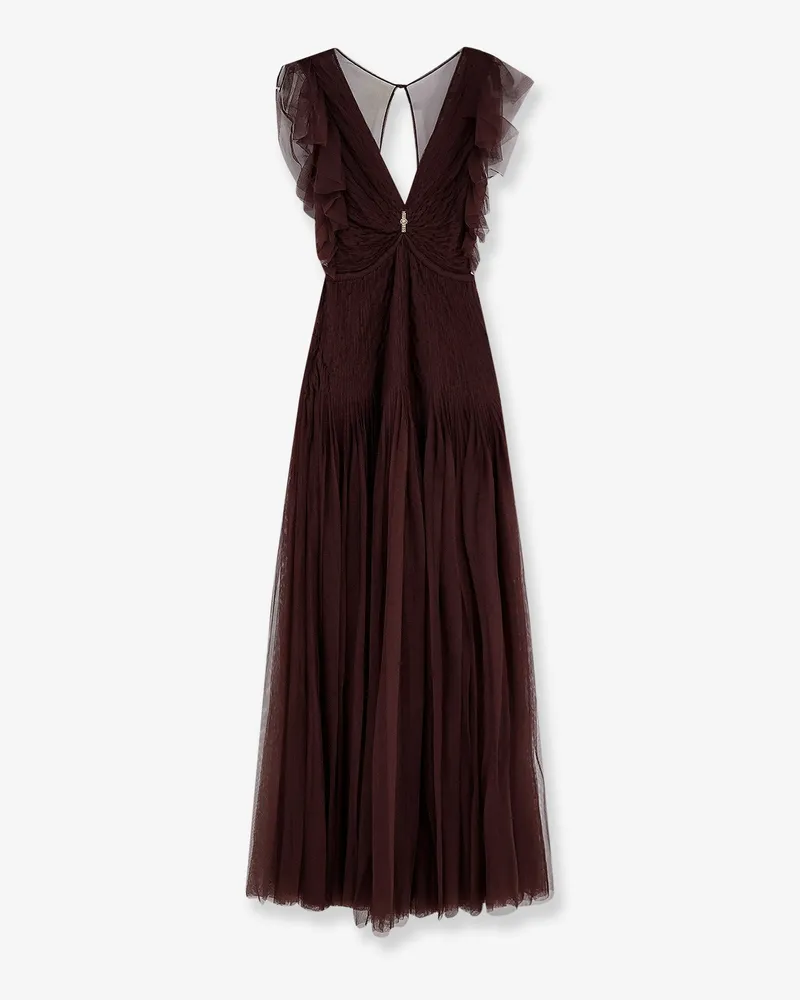 Elisabetta Franchi Red Carpet long dress with rhinestones detail -  - gender_Woman Brown