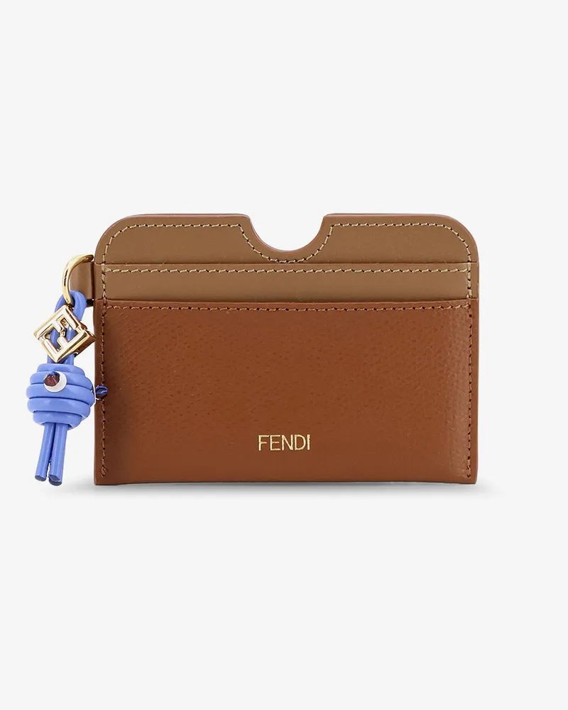 Fendi FF Diamonds Leather Card Holder -  - gender_Woman Brown