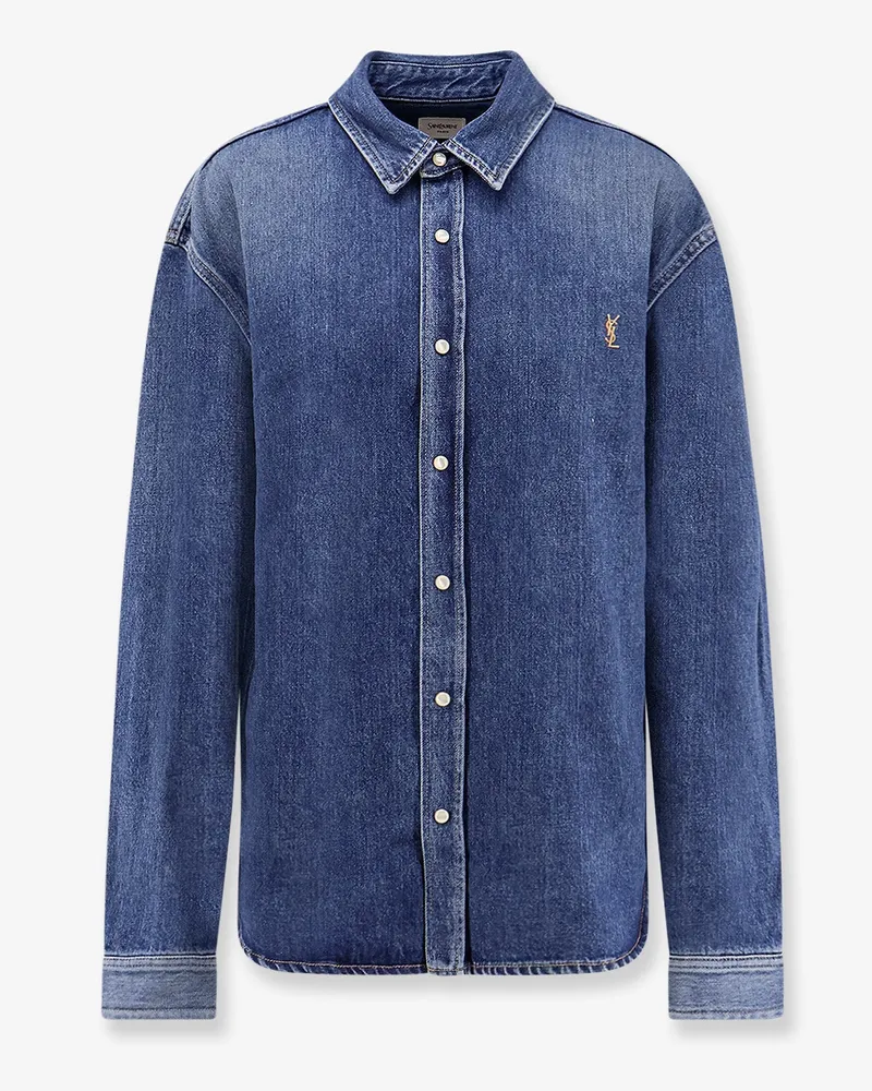 Saint Laurent Horizon Blue Cassandre Denim Shirt -  - gender_Man Blue