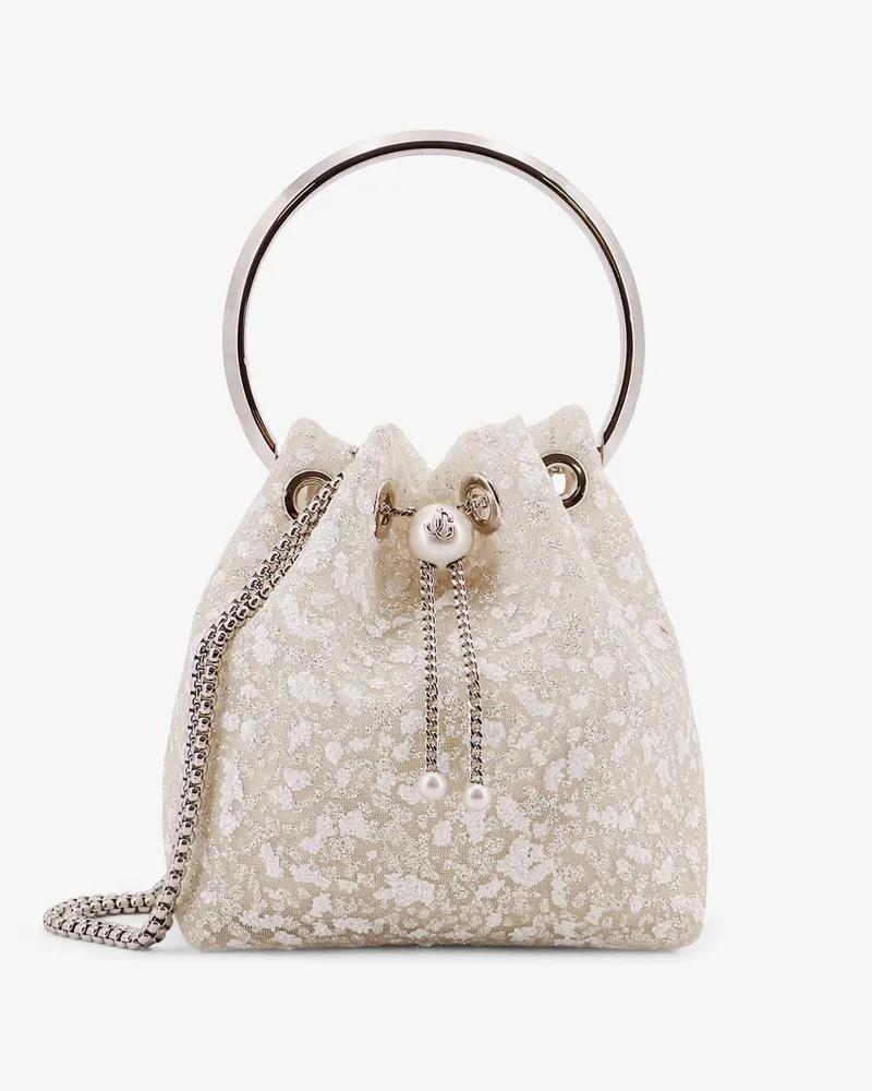 Jimmy Choo Bon Bon mesh bucket bag with micro sequins -  - gender_Woman Beige