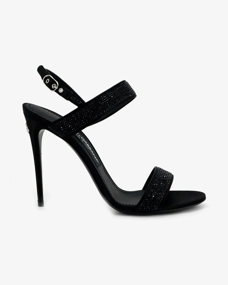 Dolce & Gabbana Satin sandals with all-over rhinestones -  - gender_Woman Black