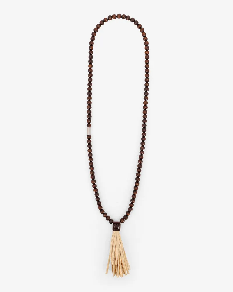 Dsquared2 Summer Lovers necklace with wood beads and rafia tassel - DSQUARED2 - gender_Man Brown
