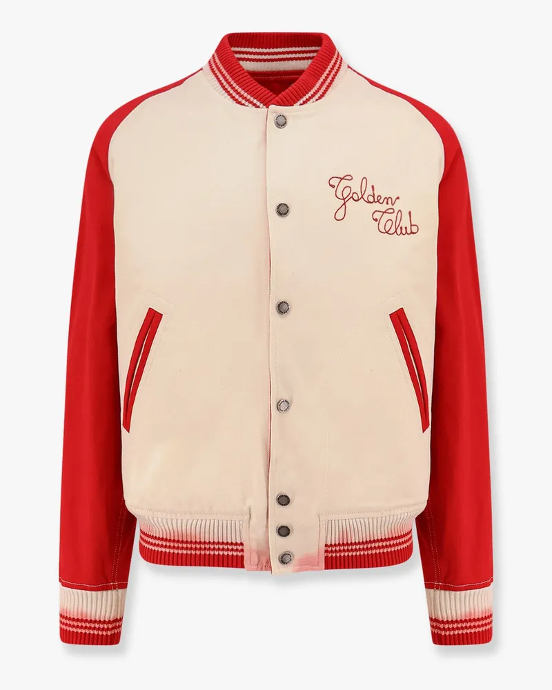 Golden Goose Nic cotton jacket with maxi Golden Club embroidery -  - gender_Man Red
