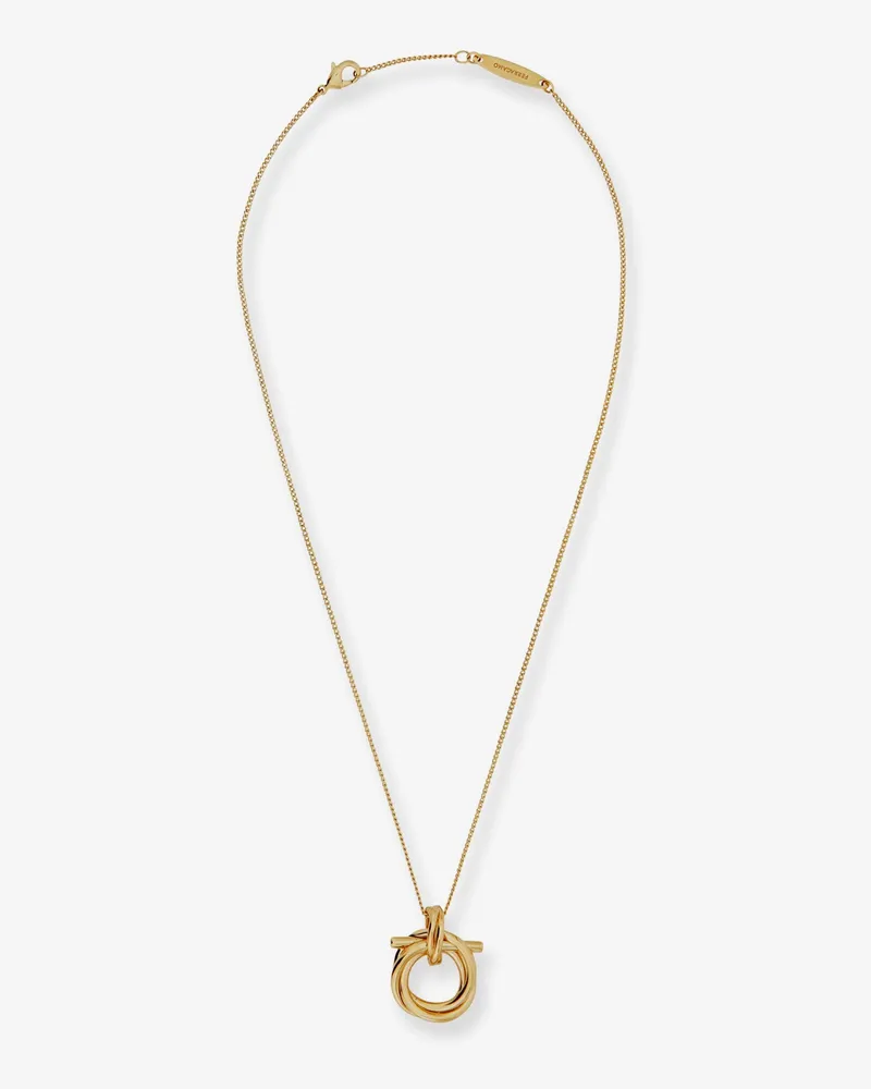 Ferragamo Brass necklace with Gancini pendant -  - gender_Woman Gold