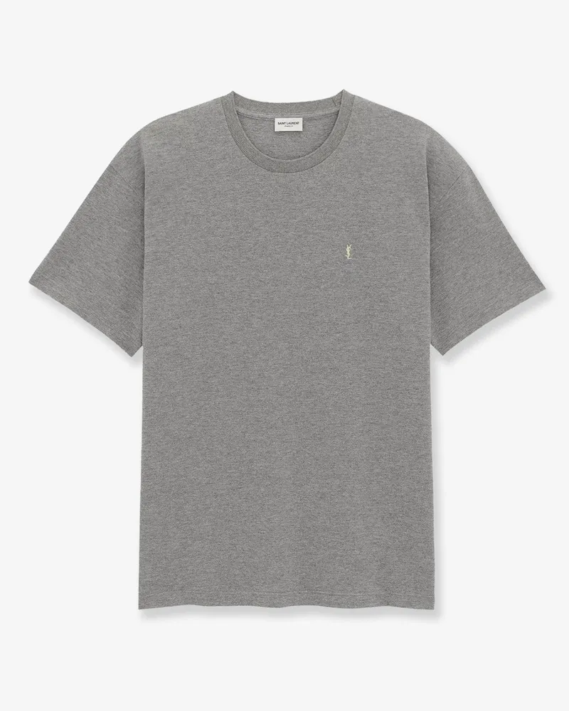 Saint Laurent Recycled material t-shirt with Cassandre embroidery -  - gender_Man Grey