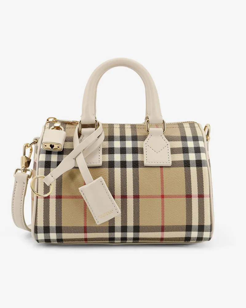 Burberry Bowling coated canvas crossbody bag with check motif -  - gender_Woman Beige