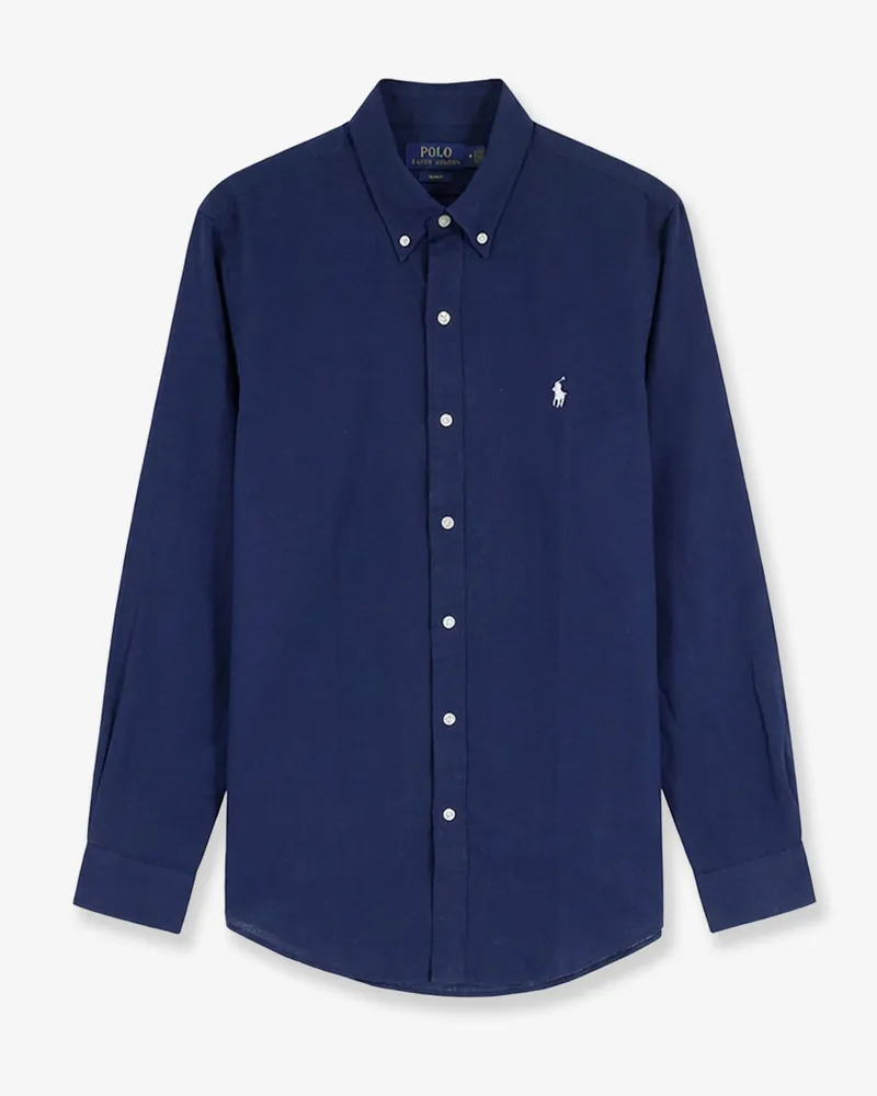 Ralph Lauren Linen shirt with embroidered logo on the front -  - gender_Man Blue